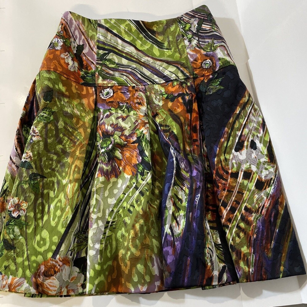 Carine Skirt Size 10 Floral Fully Lined Dressy Box Pleats Dry Clean